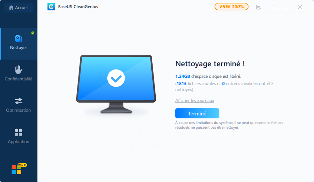nettoyer le système étape 3