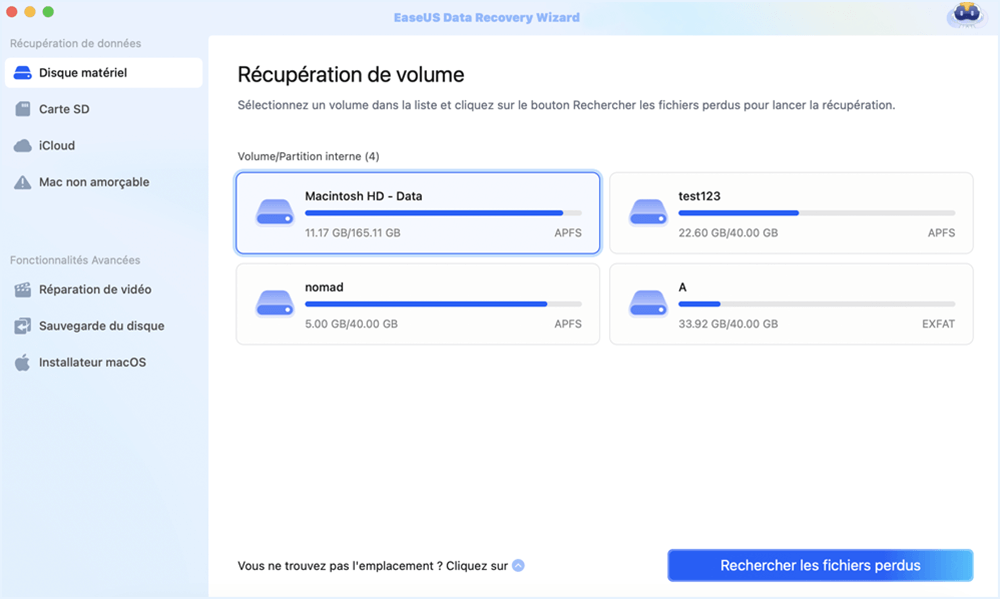 Sélectionnez le lecteur flash sur lequel les données ont été perdues et cliquez sur analyser