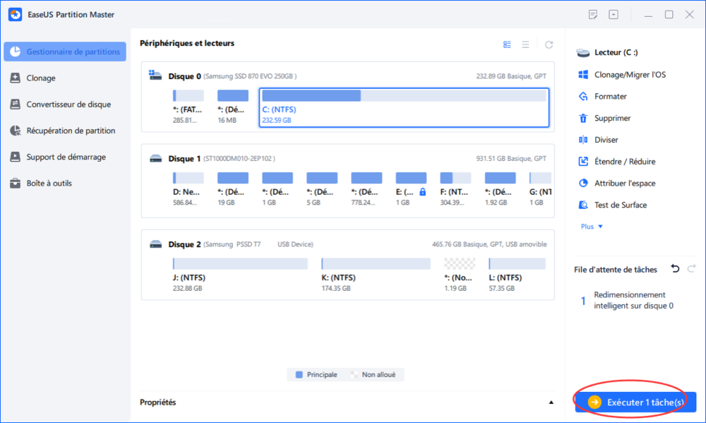 appliquer les changements à la partition