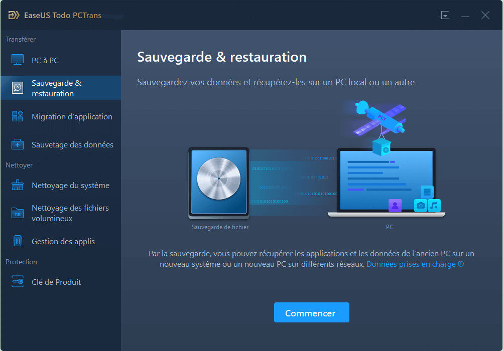 Transférer des fichiers via la sauvegarde et la restauration - étape 1