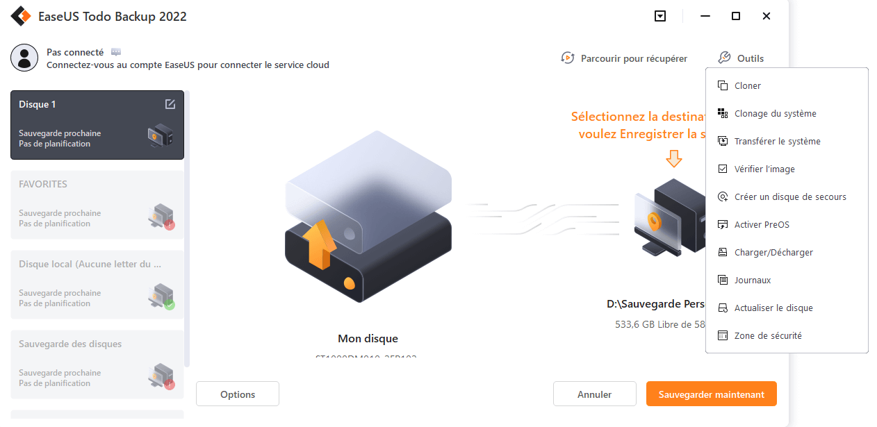 Créer un disque de secours